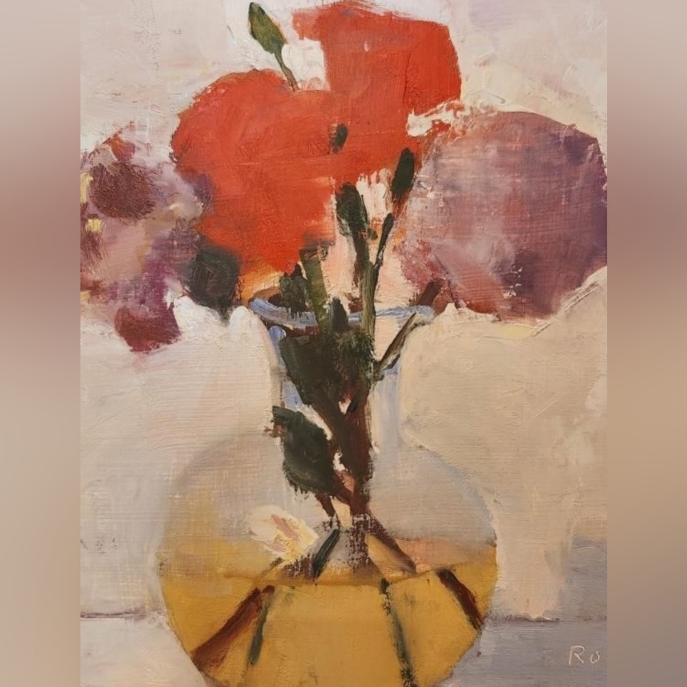 Flowers in Vase Oil on Board Robert Ross - Picture 2 of 6